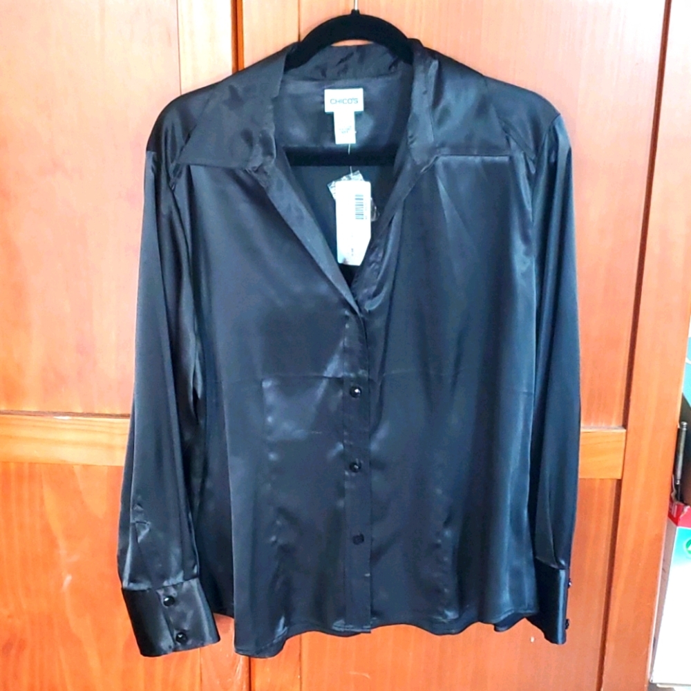 Black silky blouse
